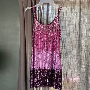 Express Sequin Purple Tank dress